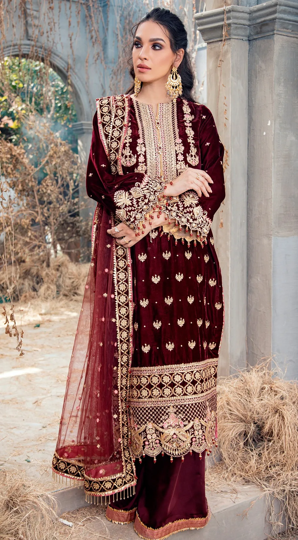 LUCILLE VL121-05 |  Anaya by Kiran Chaudhry Velour De Fete '21 | Unstitched Embroidered Velvet Suits