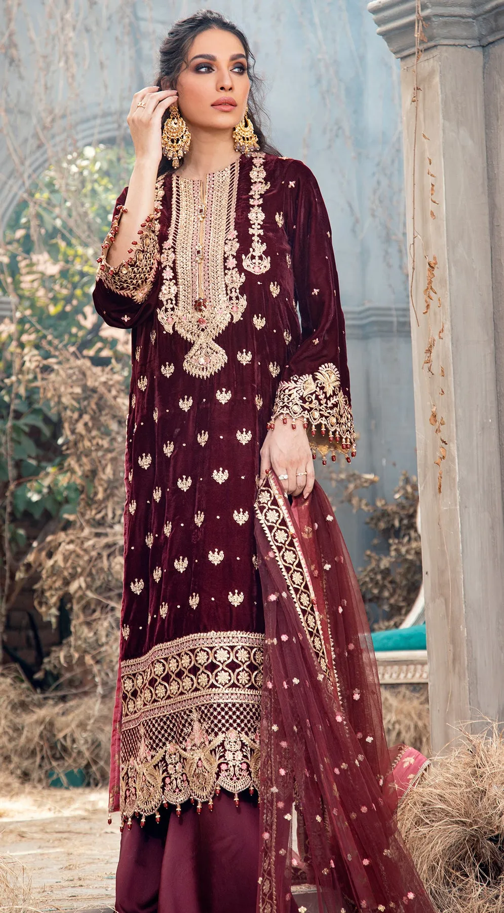 LUCILLE VL121-05 |  Anaya by Kiran Chaudhry Velour De Fete '21 | Unstitched Embroidered Velvet Suits