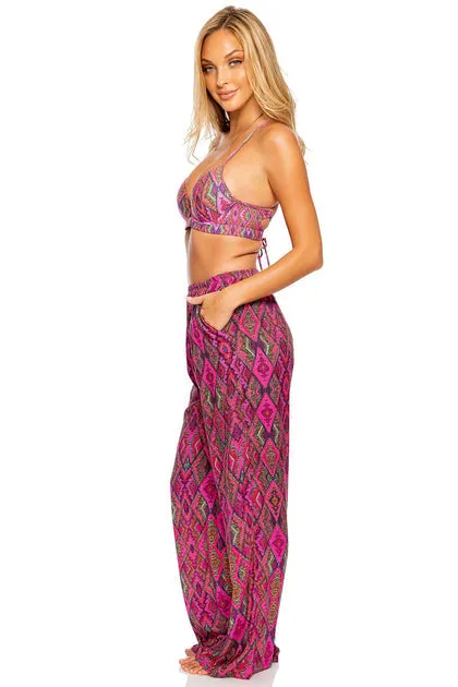 LULI FAMA Vamos A Cabos Flare Bottom Pants