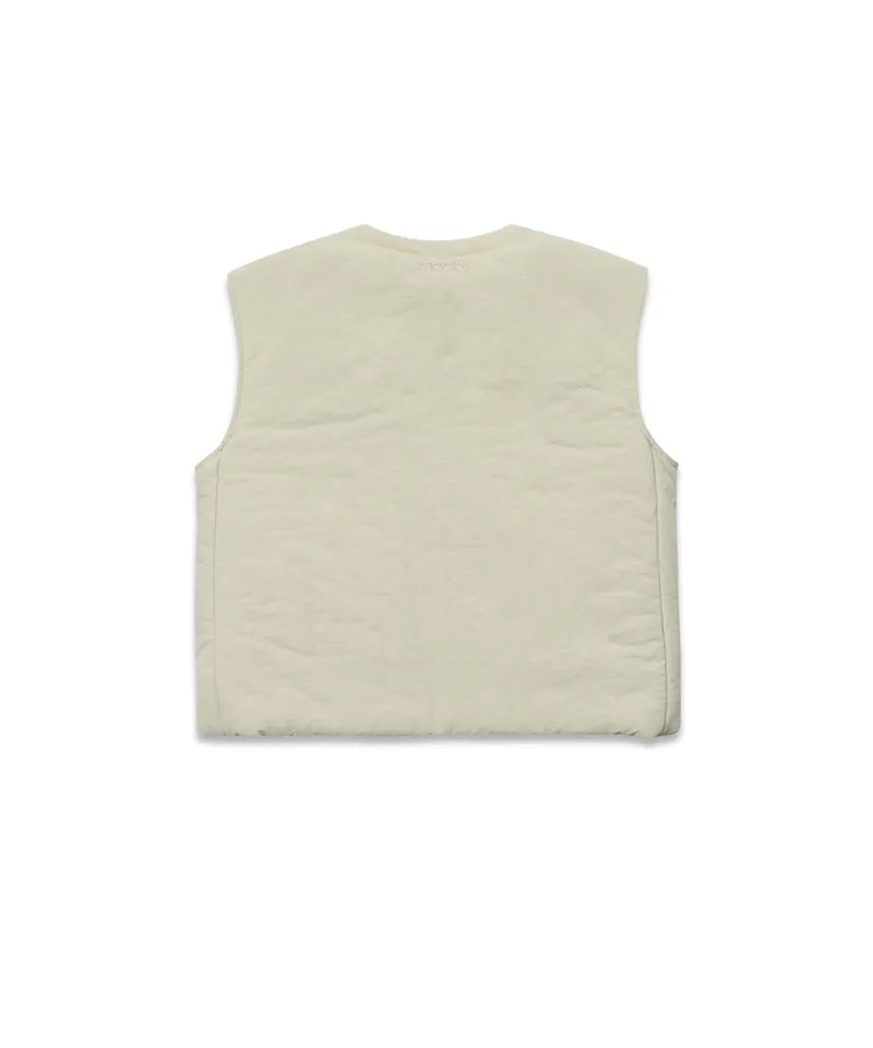 MACKY Golf: V Padding Crop Vest - Ivory