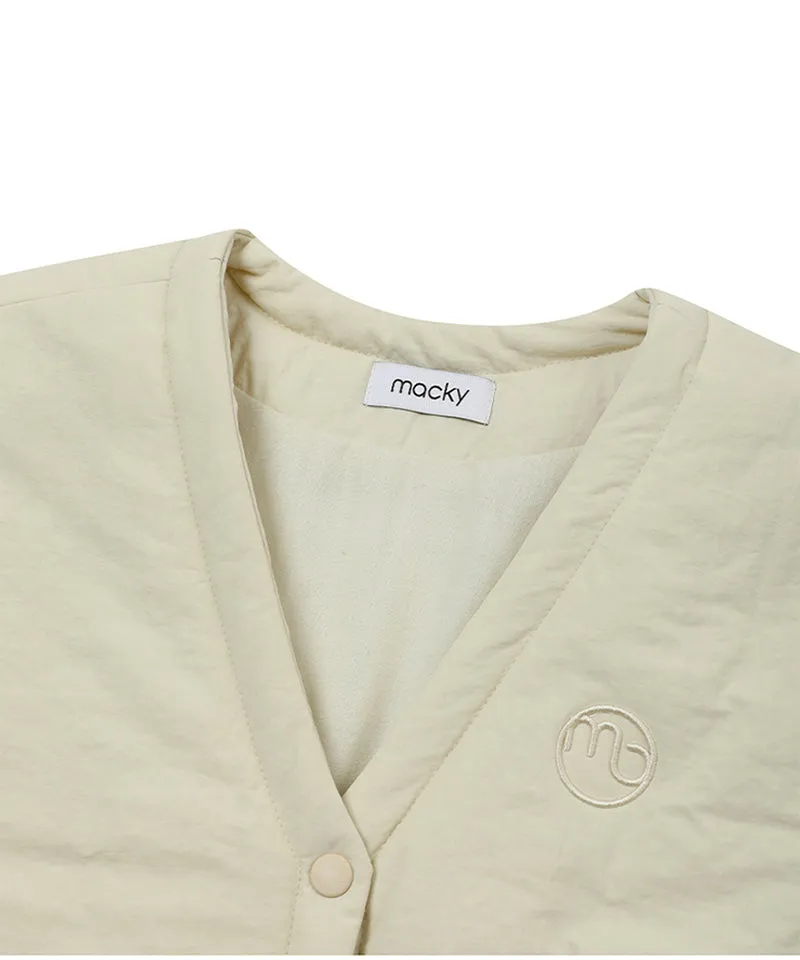 MACKY Golf: V Padding Crop Vest - Ivory