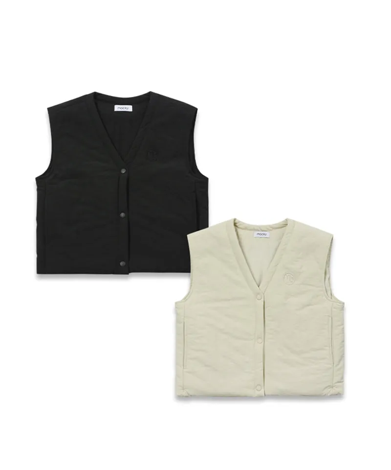 MACKY Golf: V Padding Crop Vest - Ivory