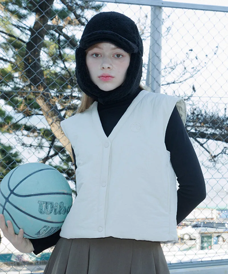 MACKY Golf: V Padding Crop Vest - Ivory