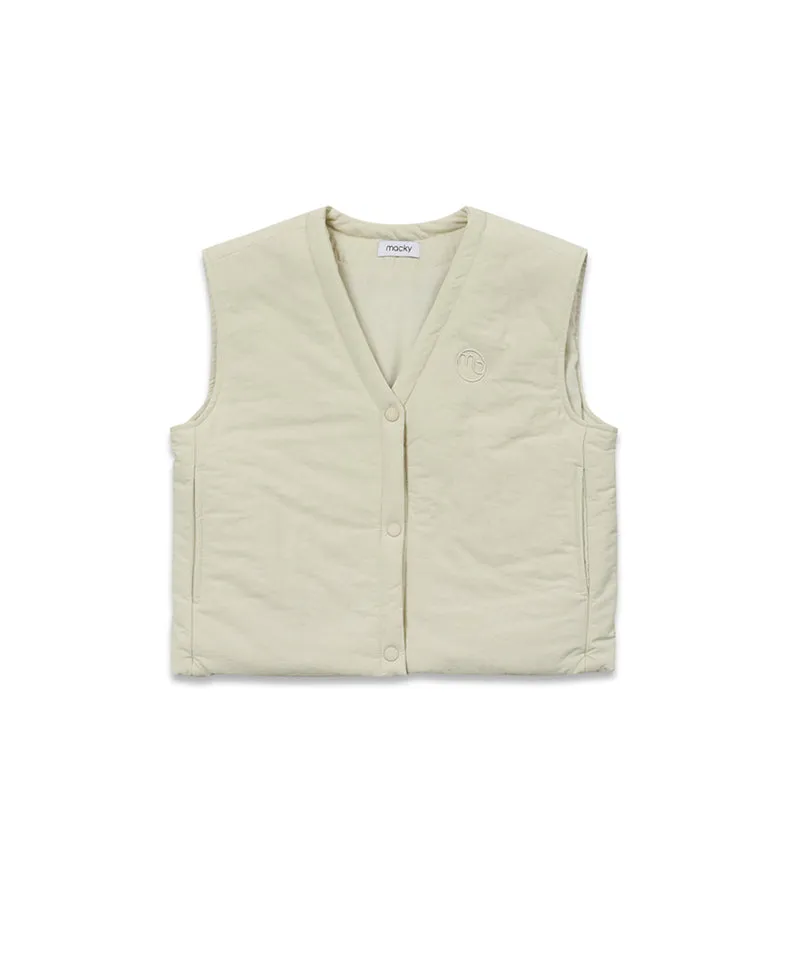 MACKY Golf: V Padding Crop Vest - Ivory
