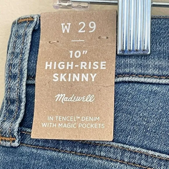Madewell 10&quot; High Rise Stretch Tencel Skinny Jeans NEW Size 29