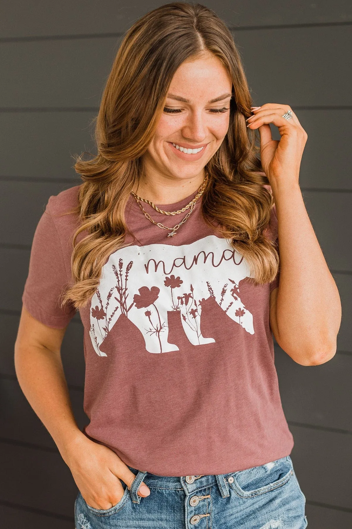 Mama Bear Graphic Tee- Mauve