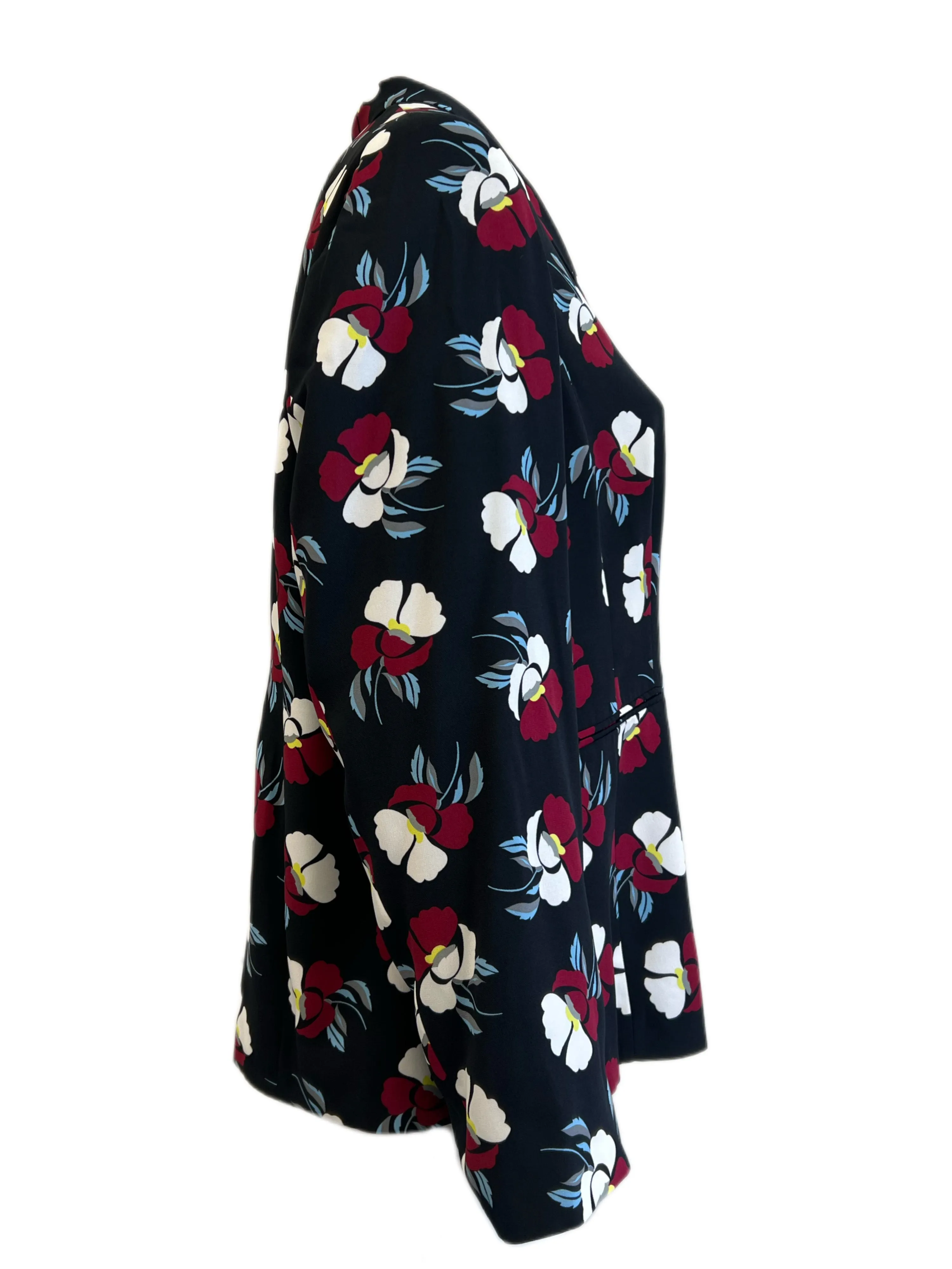Marina Rinaldi Women's Nero Cappa Floral Printed Blazer NWT