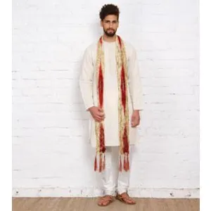 Maroon & Cream Silk Blend Stole