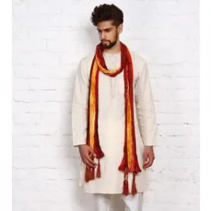 Maroon & Mustard Silk Blend Stole