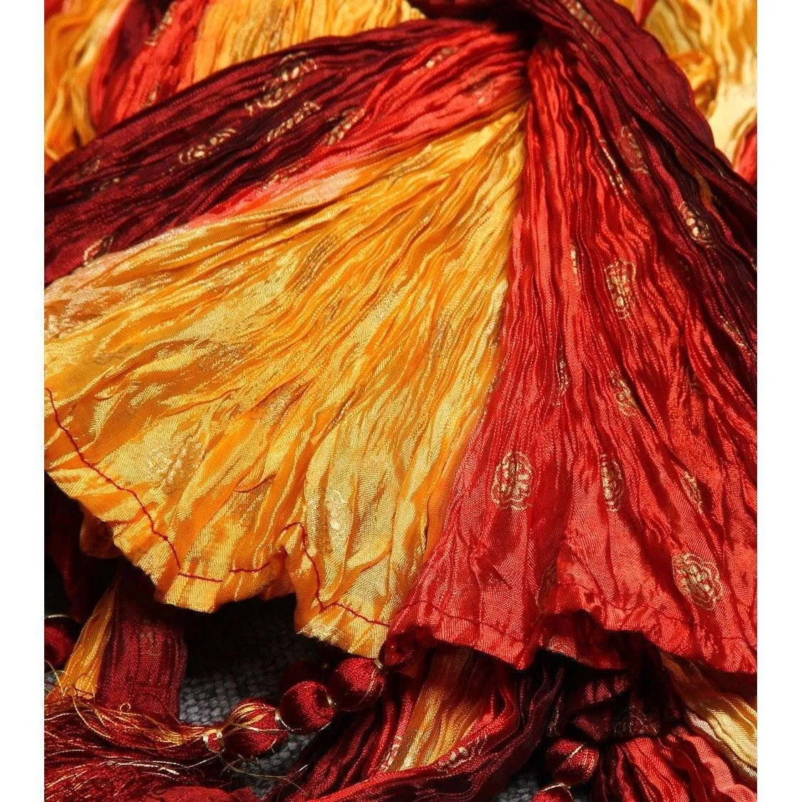 Maroon & Mustard Silk Blend Stole