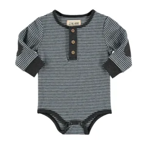 Me & Henry Blue Stripe Henley Onesie