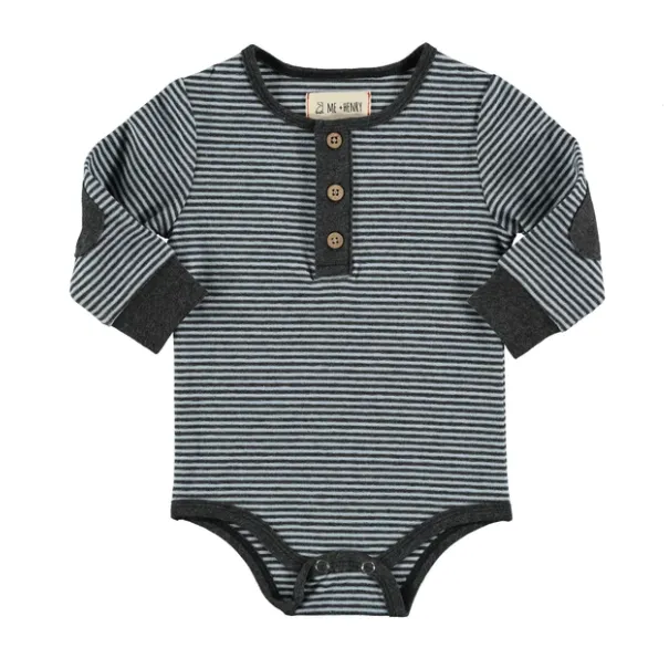 Me & Henry Blue Stripe Henley Onesie