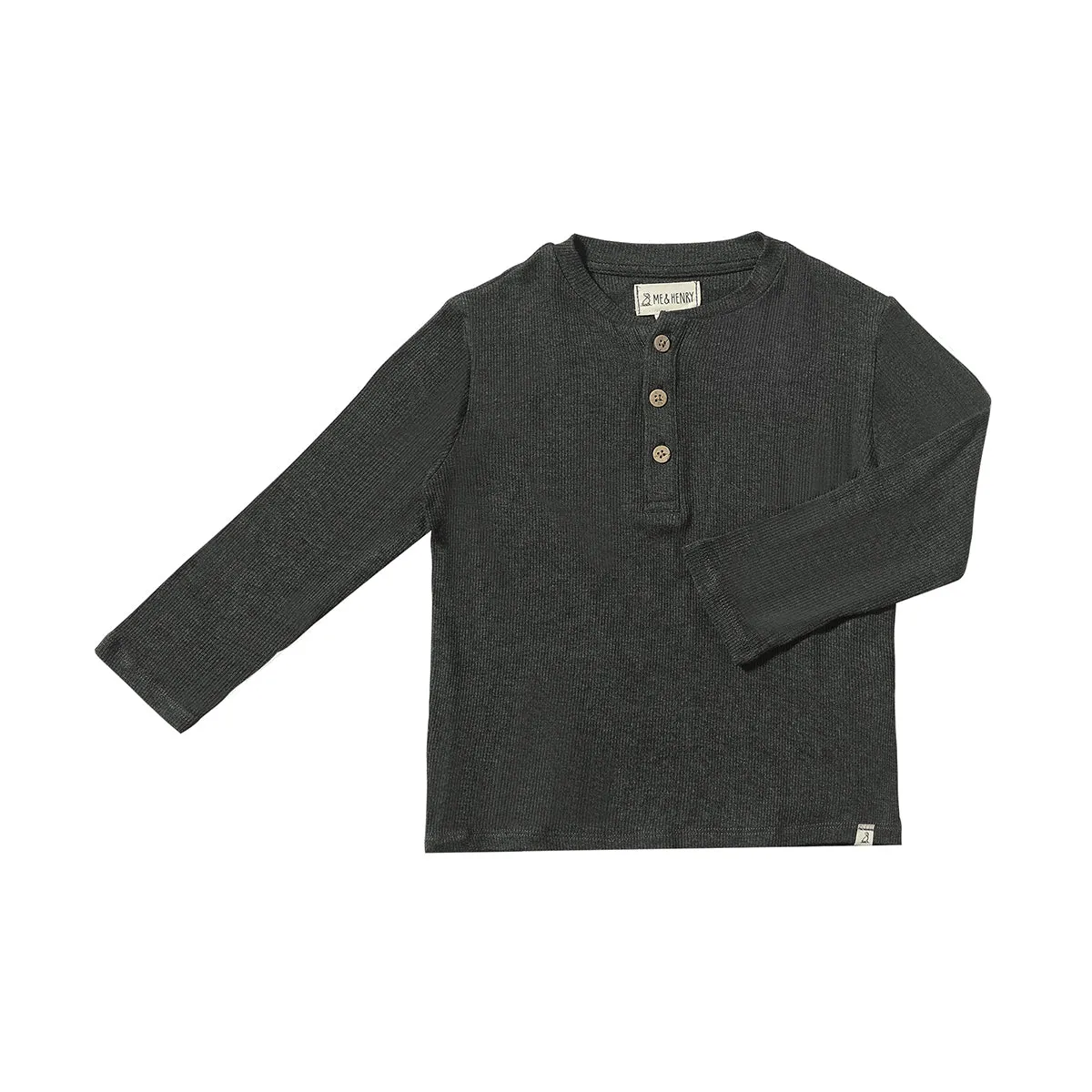 Me & Henry Charcoal Adams Ribbed Henley Shirt