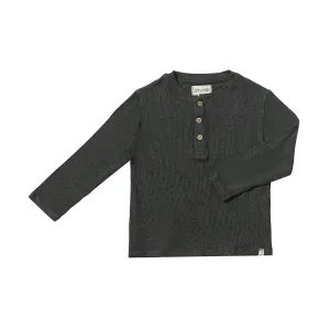 Me & Henry Charcoal Adams Ribbed Henley Shirt