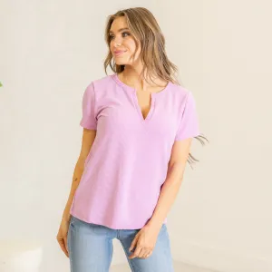 Melage baby waffle henley neck short sleeve top