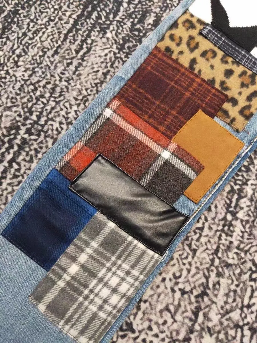 men art patches distressed blue jeans