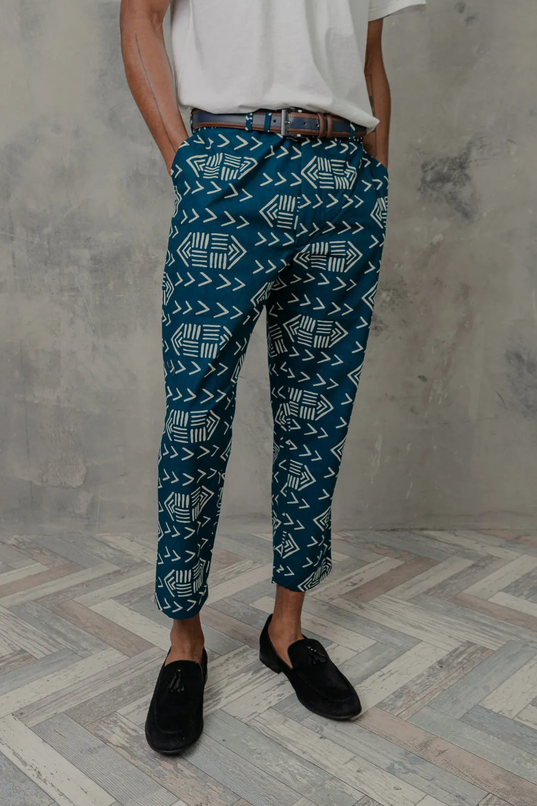 Men's Bologan print cropped Trousers
