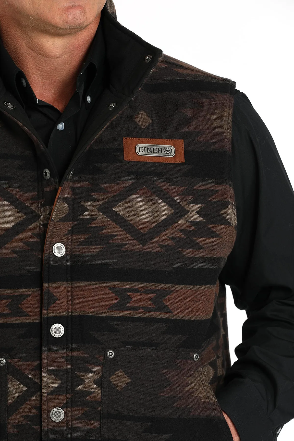 MENS BROWN REVERSIBLE WAXED CANVAS QUILTED VEST