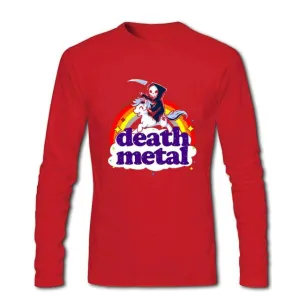 Men's T Shirt Death Metal Rocker T Shirt Unicorn Death Long Sleeve Custom Brand Clothing 2018 Cotton Crewneck Funny T Shirts