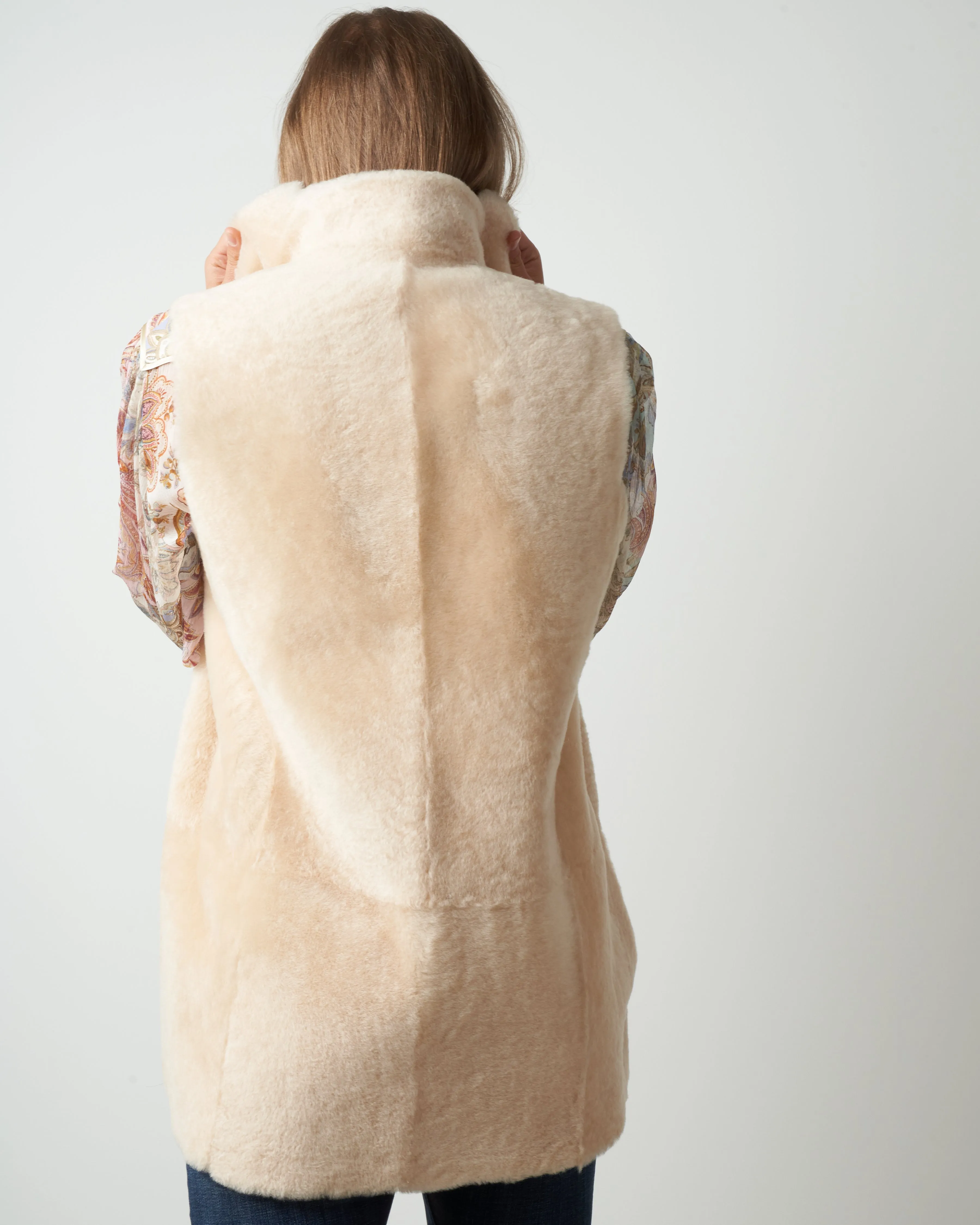 merinillo mid-length gilet - buttermilk