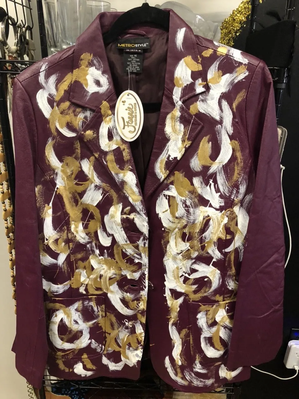METRO STYLE LEATHER JACKET, size 14  #1509