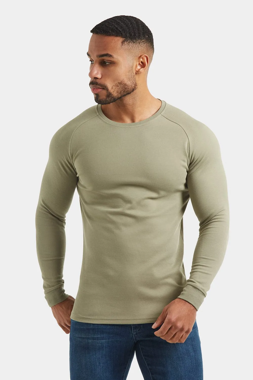 Micro-waffle T-Shirt in Sage