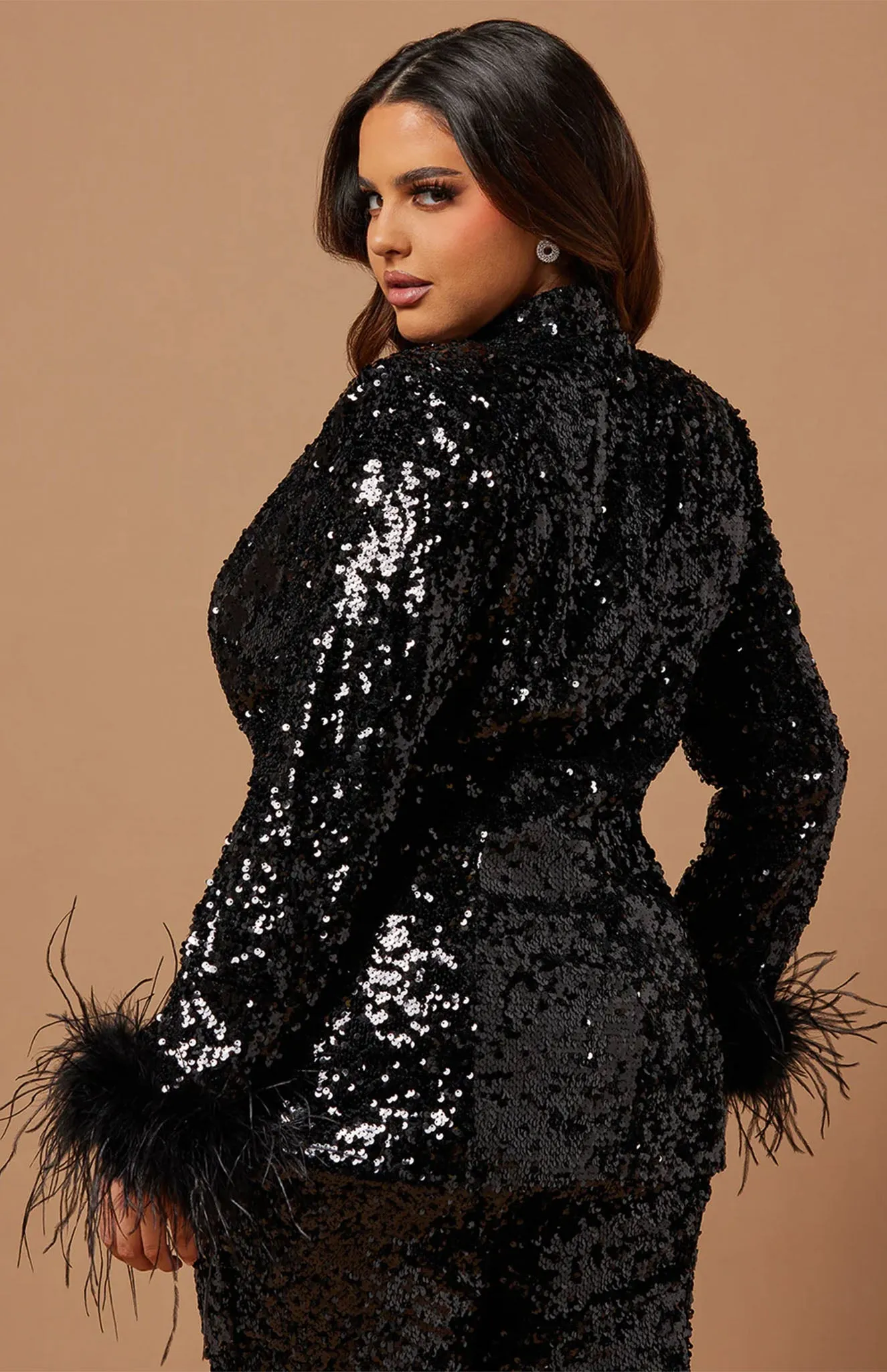 Midnight Sparkle Power Suit |  Black Sequence Blazer Set