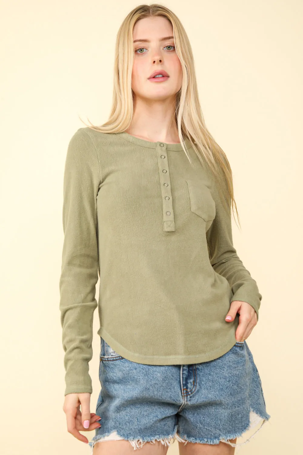 Molly Ribbed Knit Henley Top