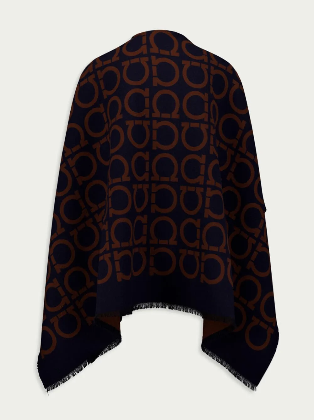 Monogram-Pattern Fringed Cape