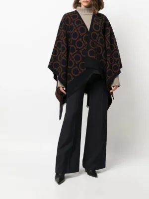 Monogram-Pattern Fringed Cape