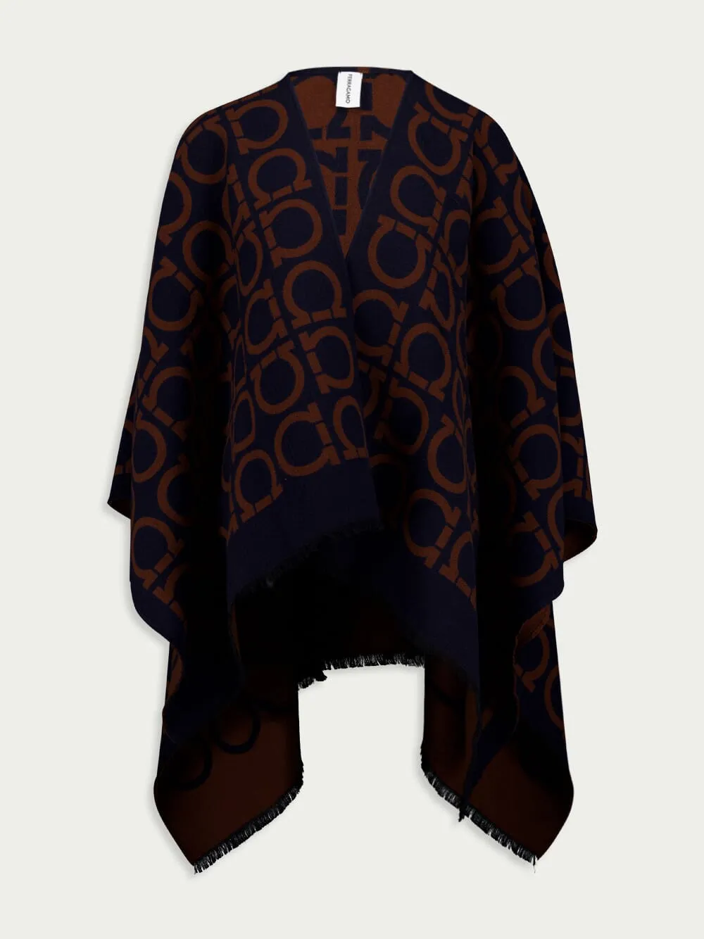 Monogram-Pattern Fringed Cape