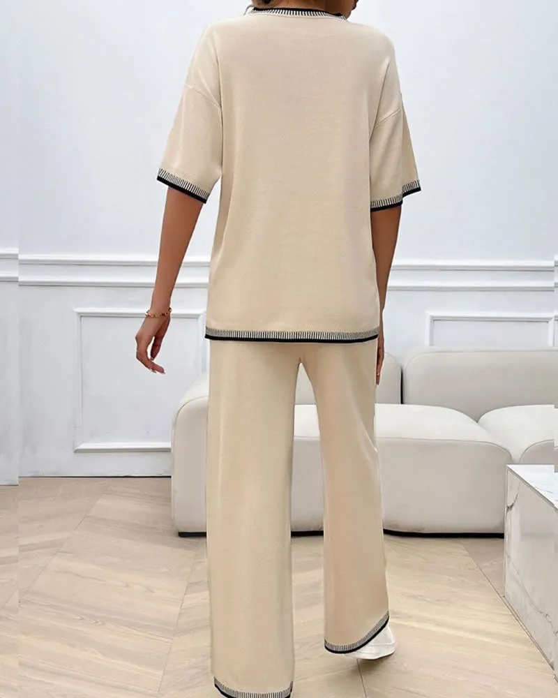 Mutig Lottie Knit Top & Pants Set Cream/Black