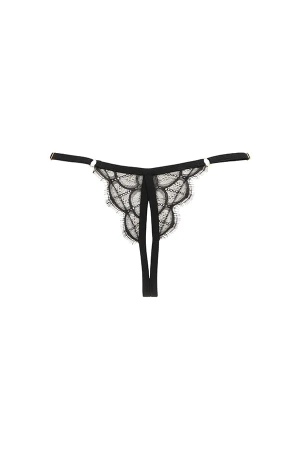 Mystic Shadow Open Thong- Black