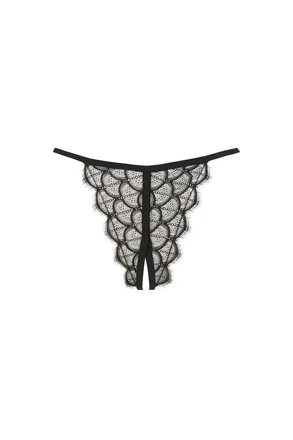 Mystic Shadow Open Thong- Black
