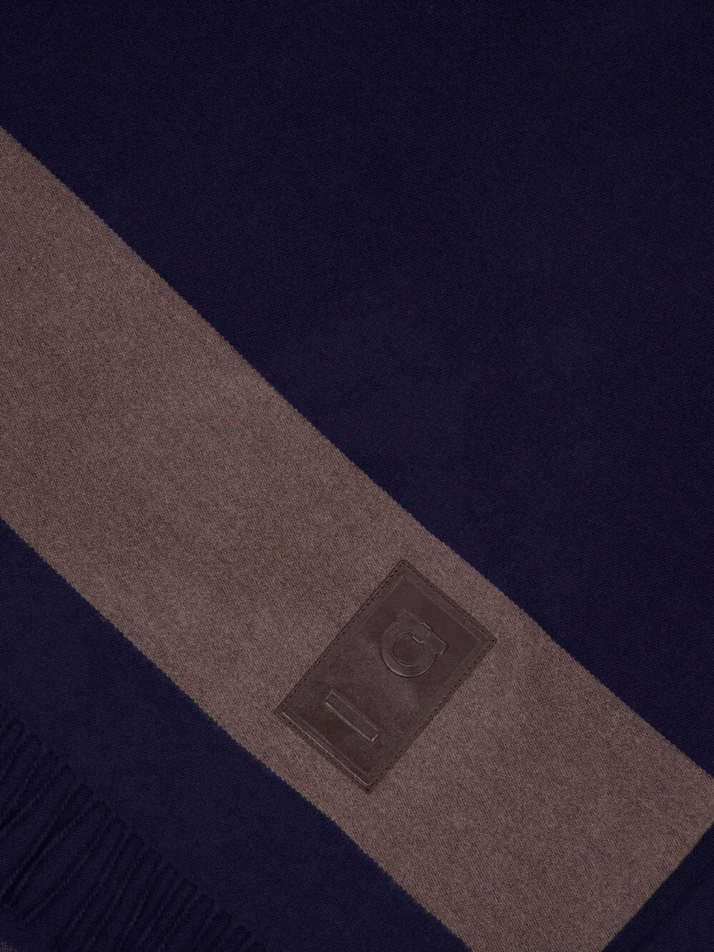Navy Blue Fringed Wool Cape