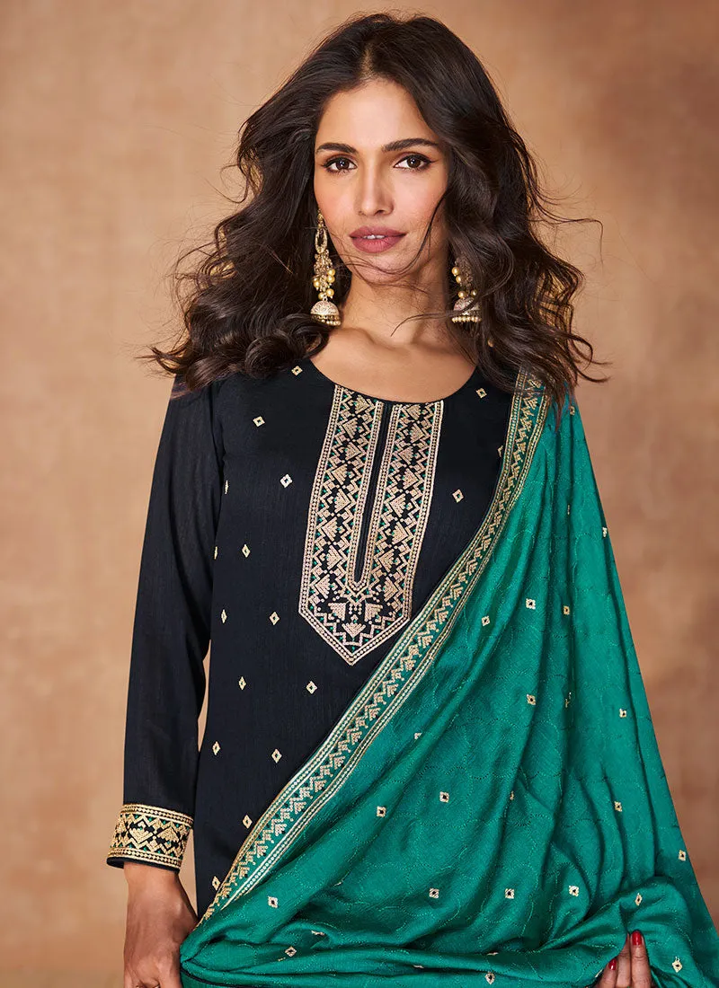 Navy Blue Sequence Embroidery Wedding Pant Style Suit
