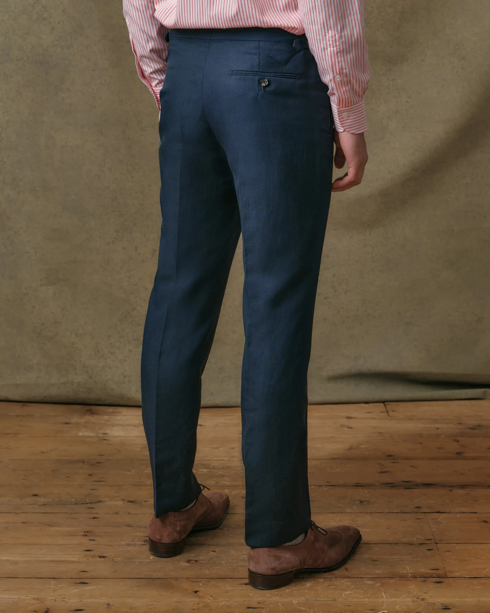Navy Linen Blend Notch Lapel Suit
