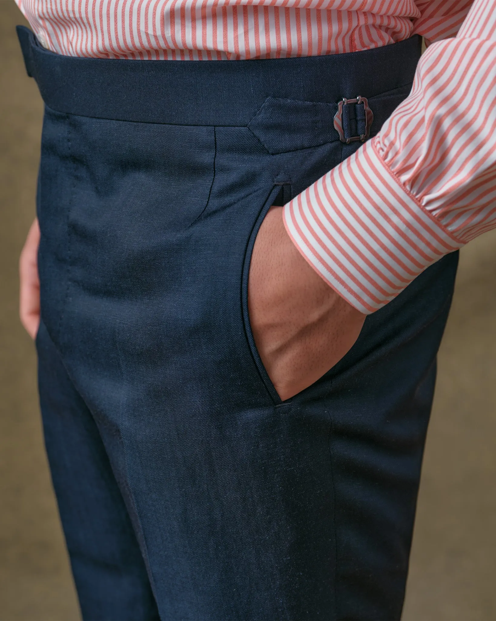 Navy Linen Blend Notch Lapel Suit