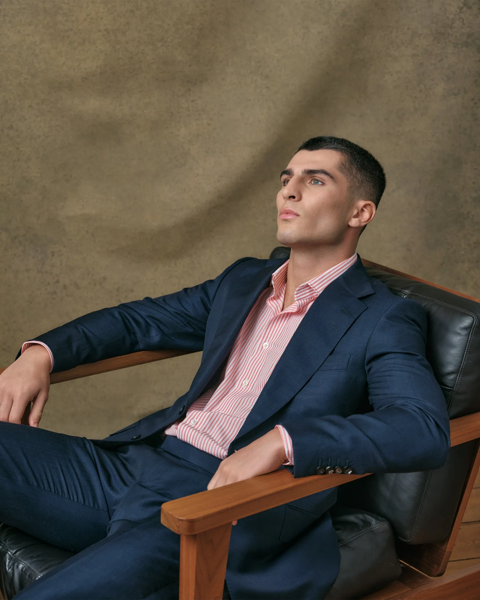 Navy Linen Blend Notch Lapel Suit