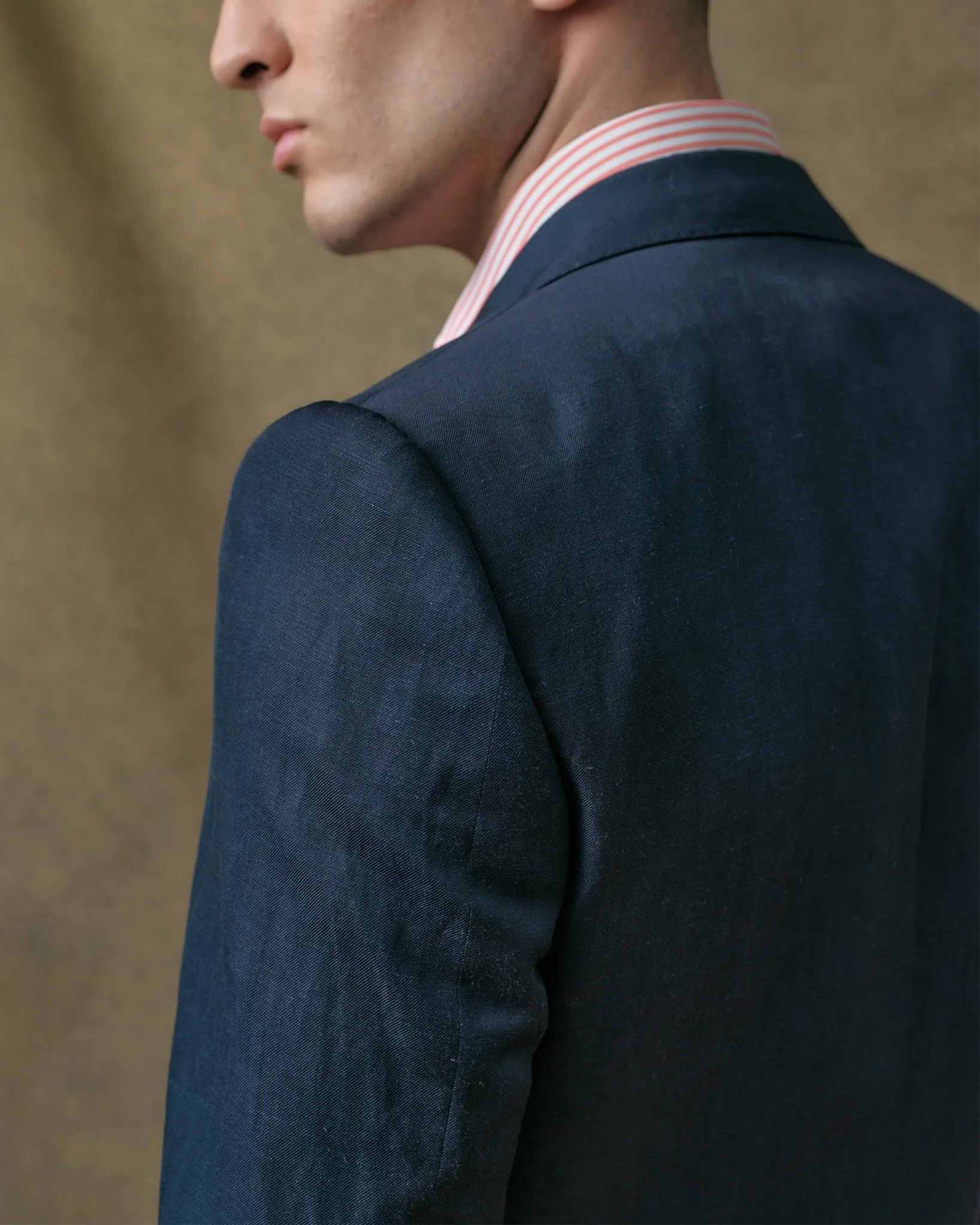 Navy Linen Blend Notch Lapel Suit