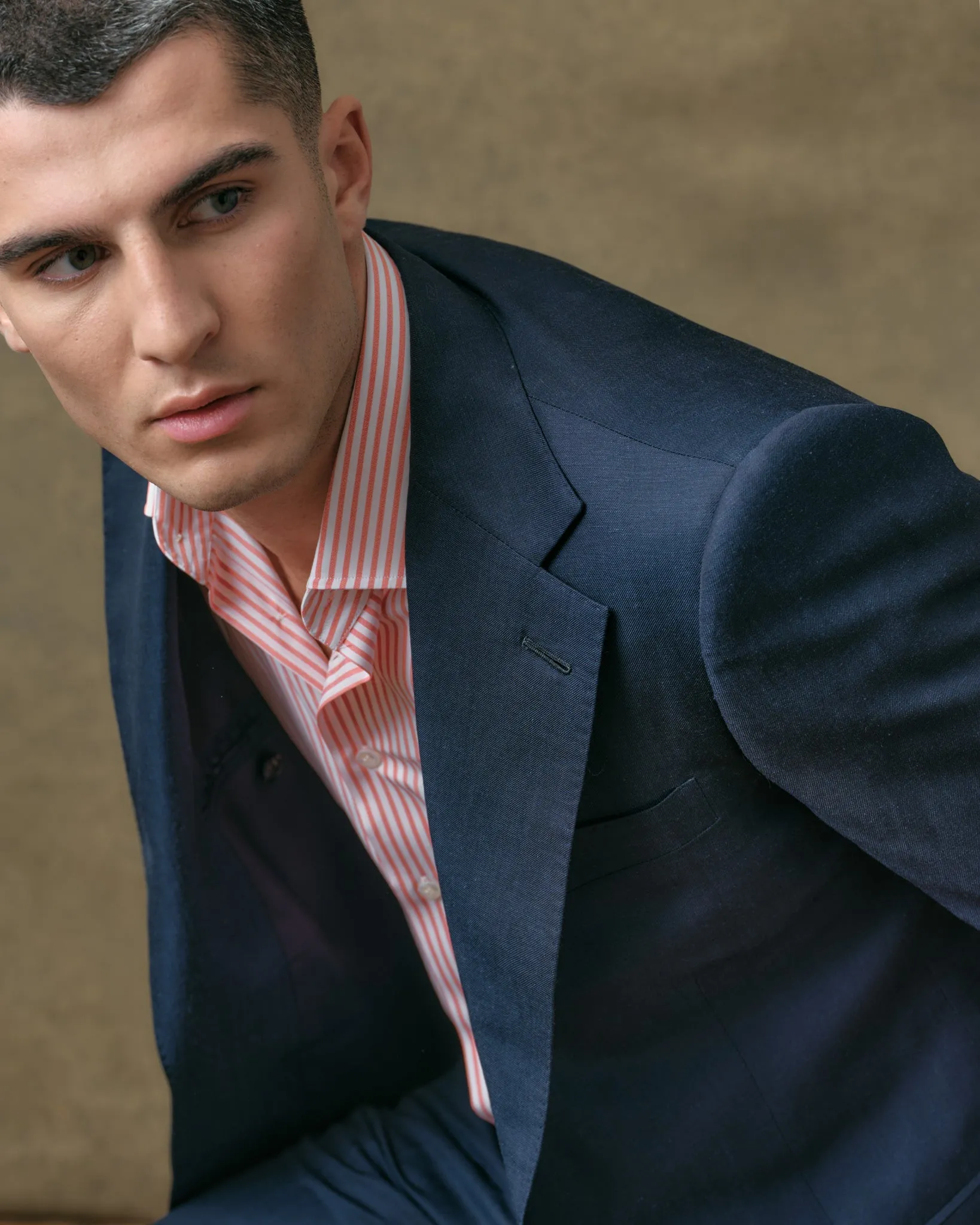 Navy Linen Blend Notch Lapel Suit