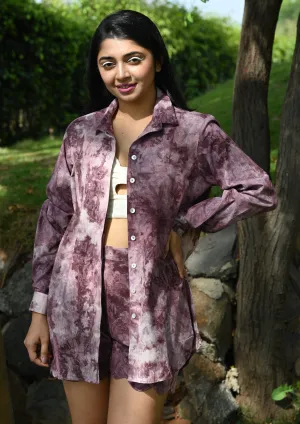 Nebula Set - Tie & Dye Long Shirt with Scalloped Shorts