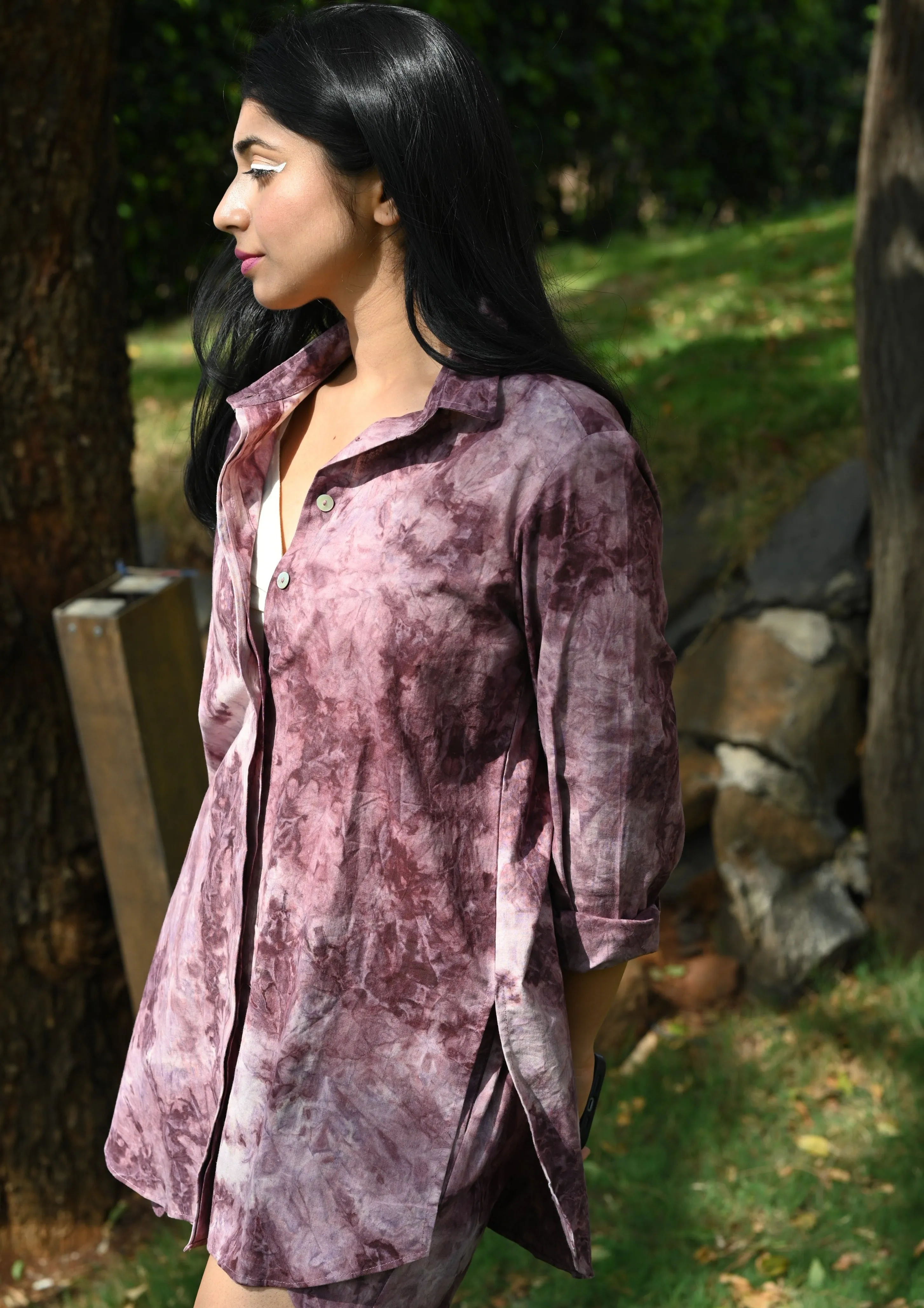Nebula Set - Tie & Dye Long Shirt with Scalloped Shorts