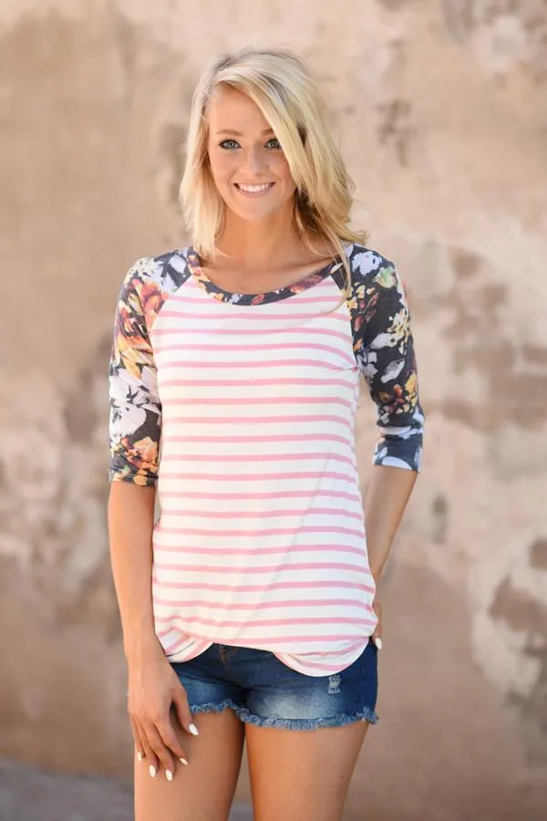 Never a Dull Moment Floral Top ~ Pink