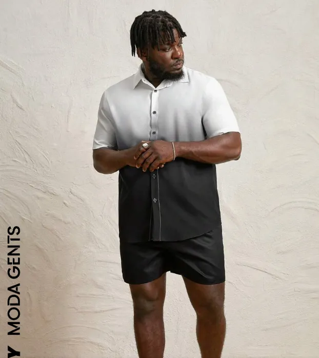 NEW Manfinity ModaGents Men Plus Ombre Shirt & Shorts, Sz XL