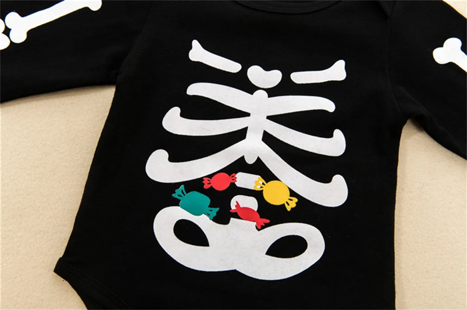Newborn Infant Unisex Halloween Costumes 2022 Long Sleeve Skeleton Romper   Pants