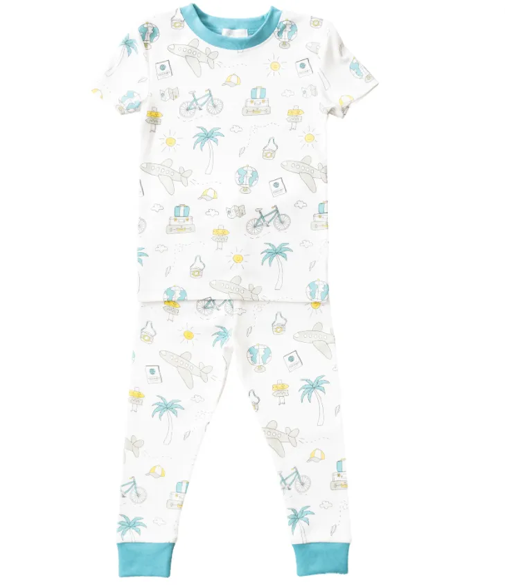Noomie Blue Travel Two Piece Pajamas