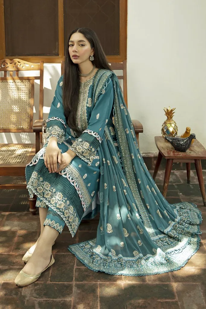 NW-15 | Qalamkar Qline Linen Winter Collection 2021 | Unstitched Embroidered Organza Suits