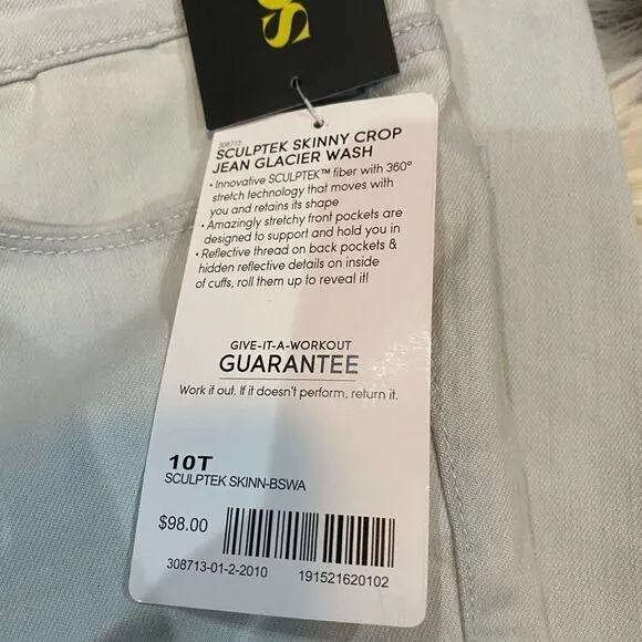 NWT Athleta Sculptek Skinny Crop Jean Glacier light Wash Jeans pants
