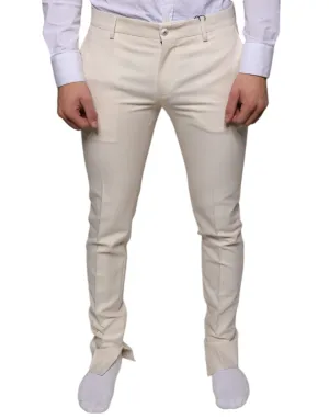 Off White Chino Wool Skinny Pants